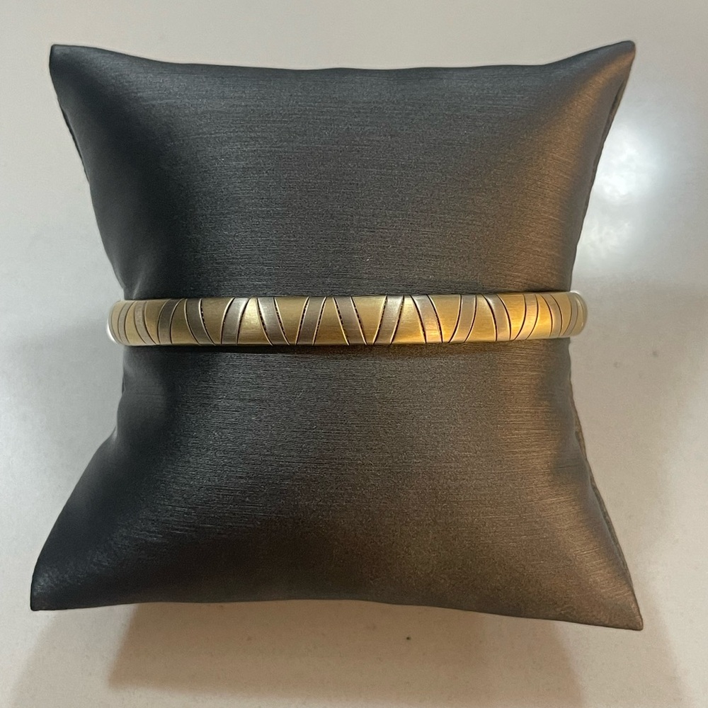 14kt. Yellow & White Gold Tone soft Bangle Bracelet 7”